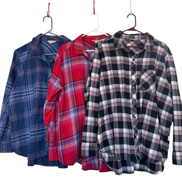 Orvis Tops - Lot of 3‎ Orvis Women Button Up Flannel Shirts XXL Plaid Western Cowgirl Outdoor
